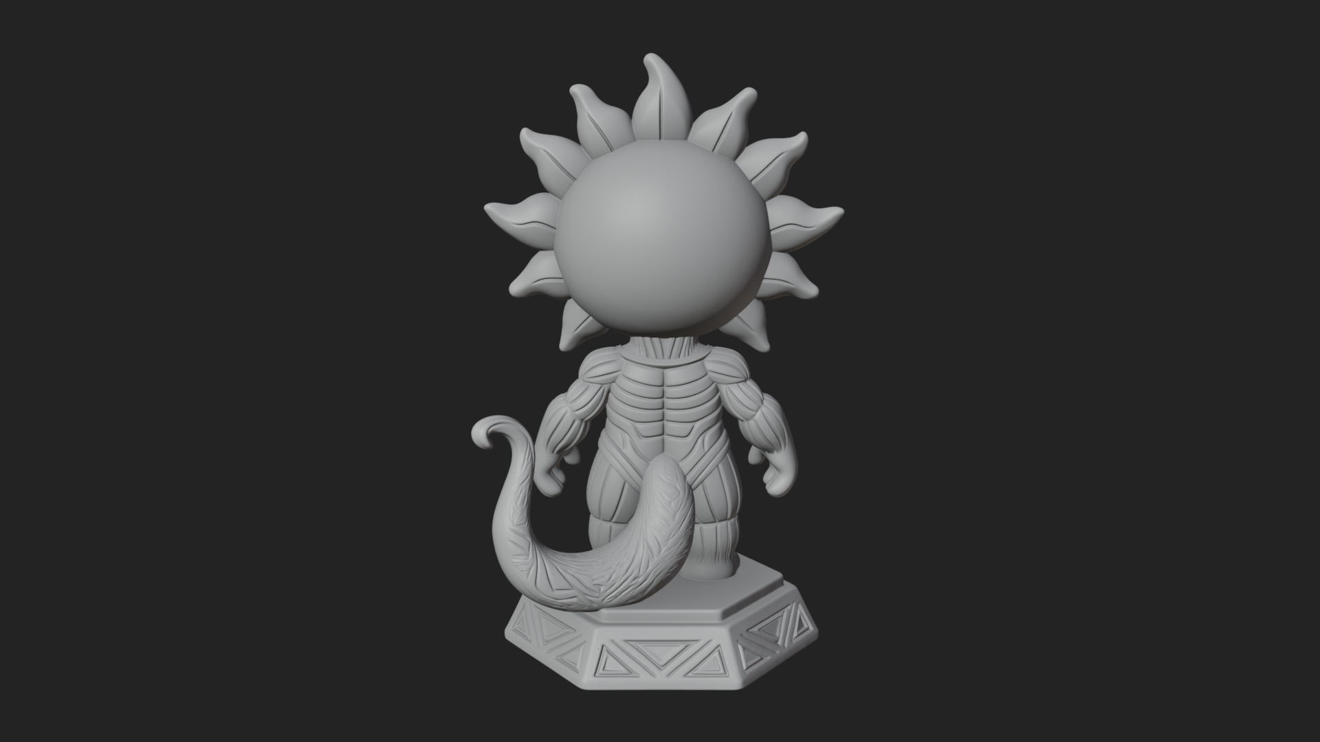 Chibi Sun Mask Figure Statue Design 1 3D Print Model 3D Model