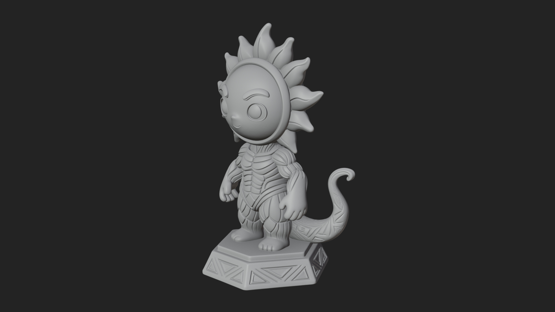 Chibi Sun Mask Figure Statue Design 1 3D Print Model 3D Model