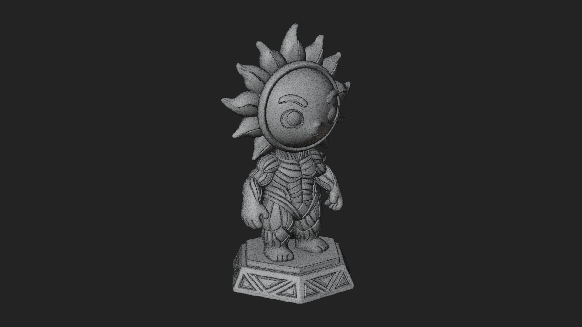 Chibi Sun Mask Figure Statue Design 1 3D Print Model 3D Model
