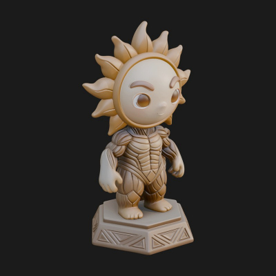 Chibi Sun Mask Figure Statue Design 1 3D Print Model