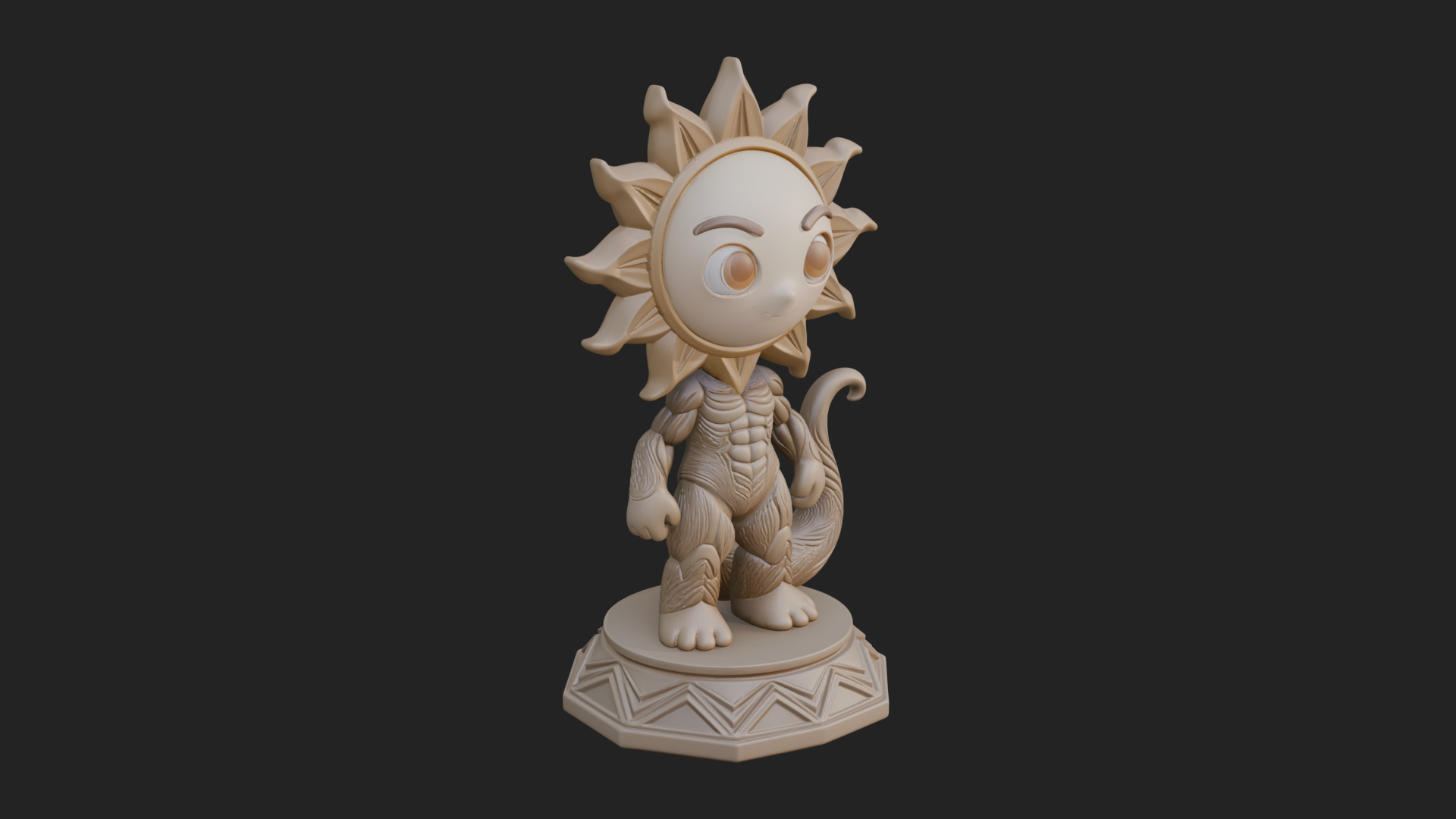Chibi Sun Mask Figure Statue Design 2 3D Print Model 3D Model