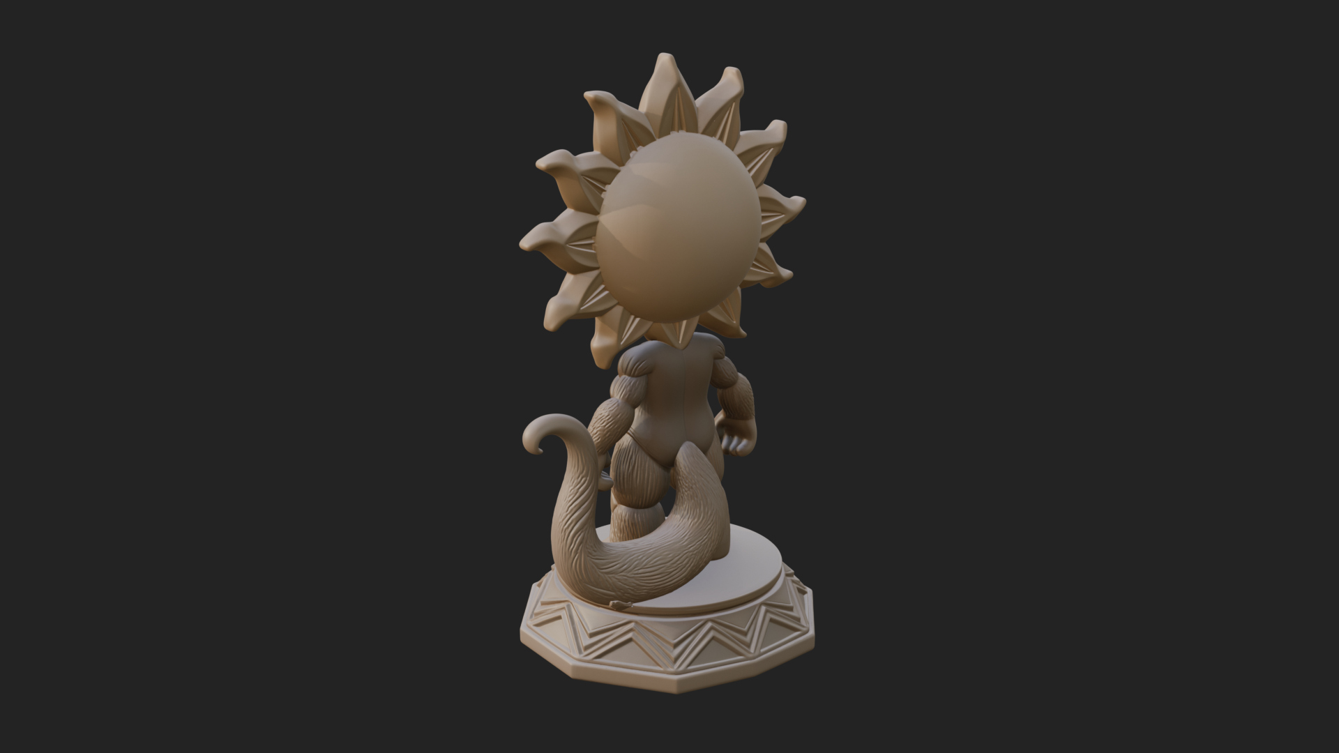 Chibi Sun Mask Figure Statue Design 2 3D Print Model 3D Model