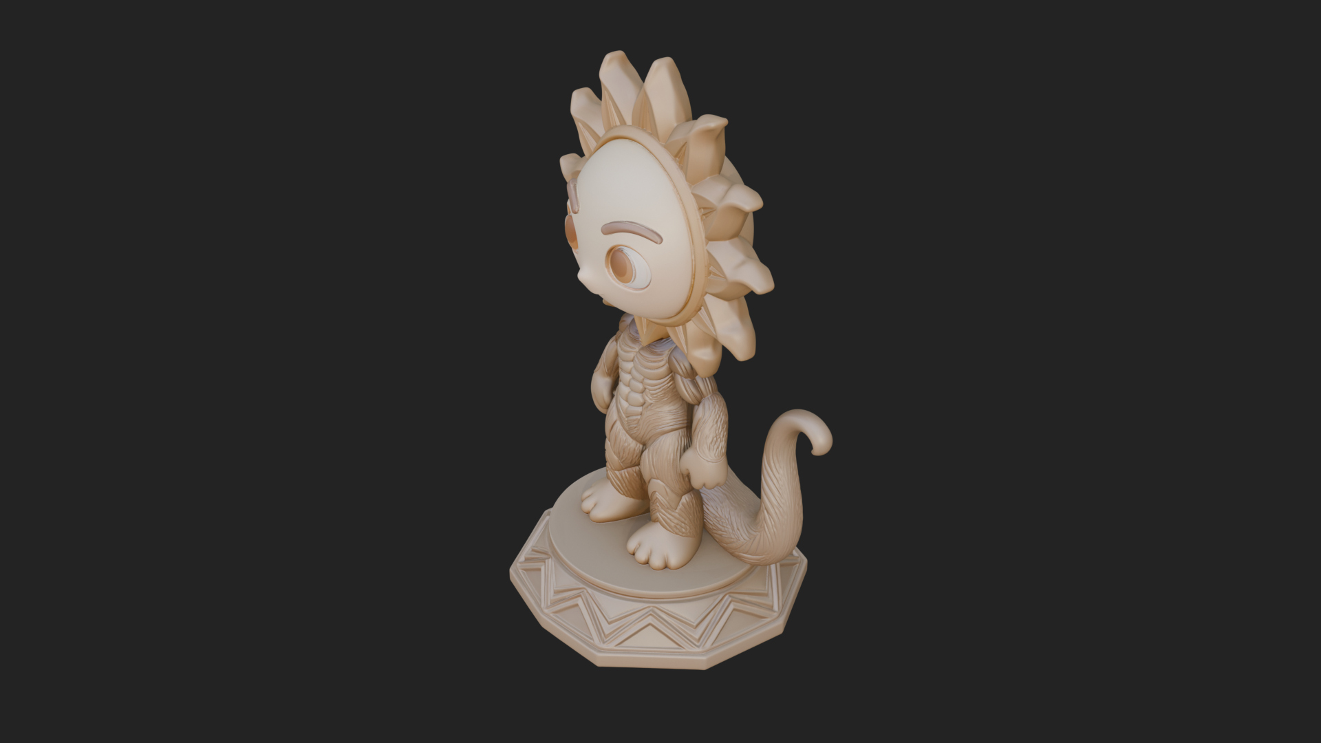 Chibi Sun Mask Figure Statue Design 2 3D Print Model 3D Model