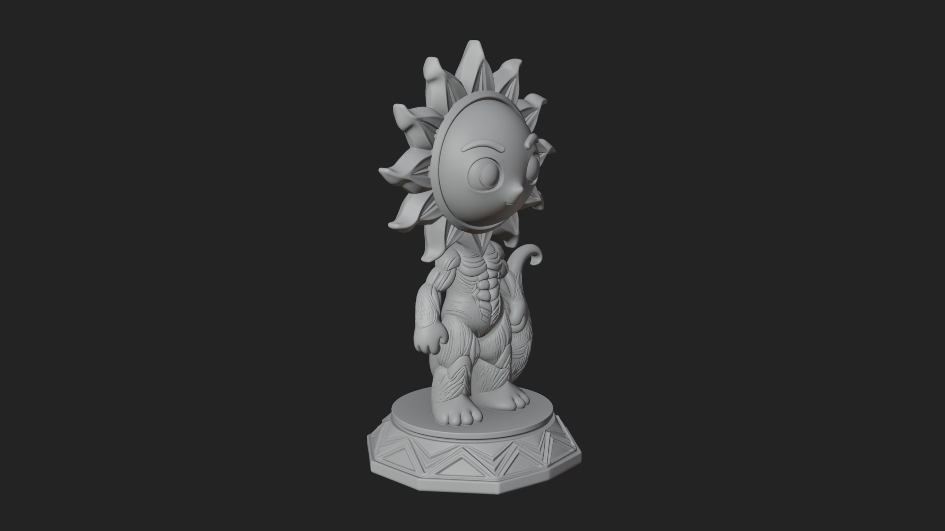 Chibi Sun Mask Figure Statue Design 2 3D Print Model 3D Model