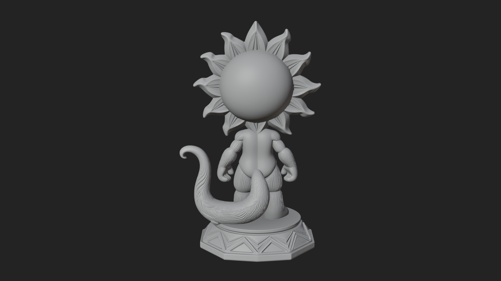 Chibi Sun Mask Figure Statue Design 2 3D Print Model 3D Model