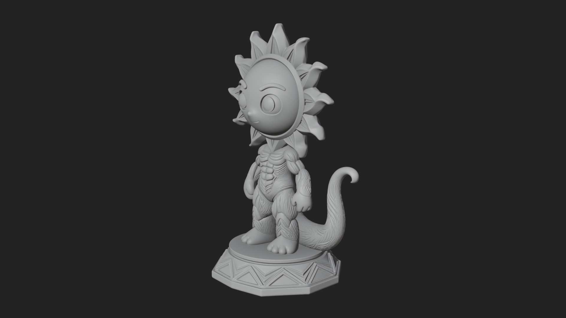 Chibi Sun Mask Figure Statue Design 2 3D Print Model 3D Model