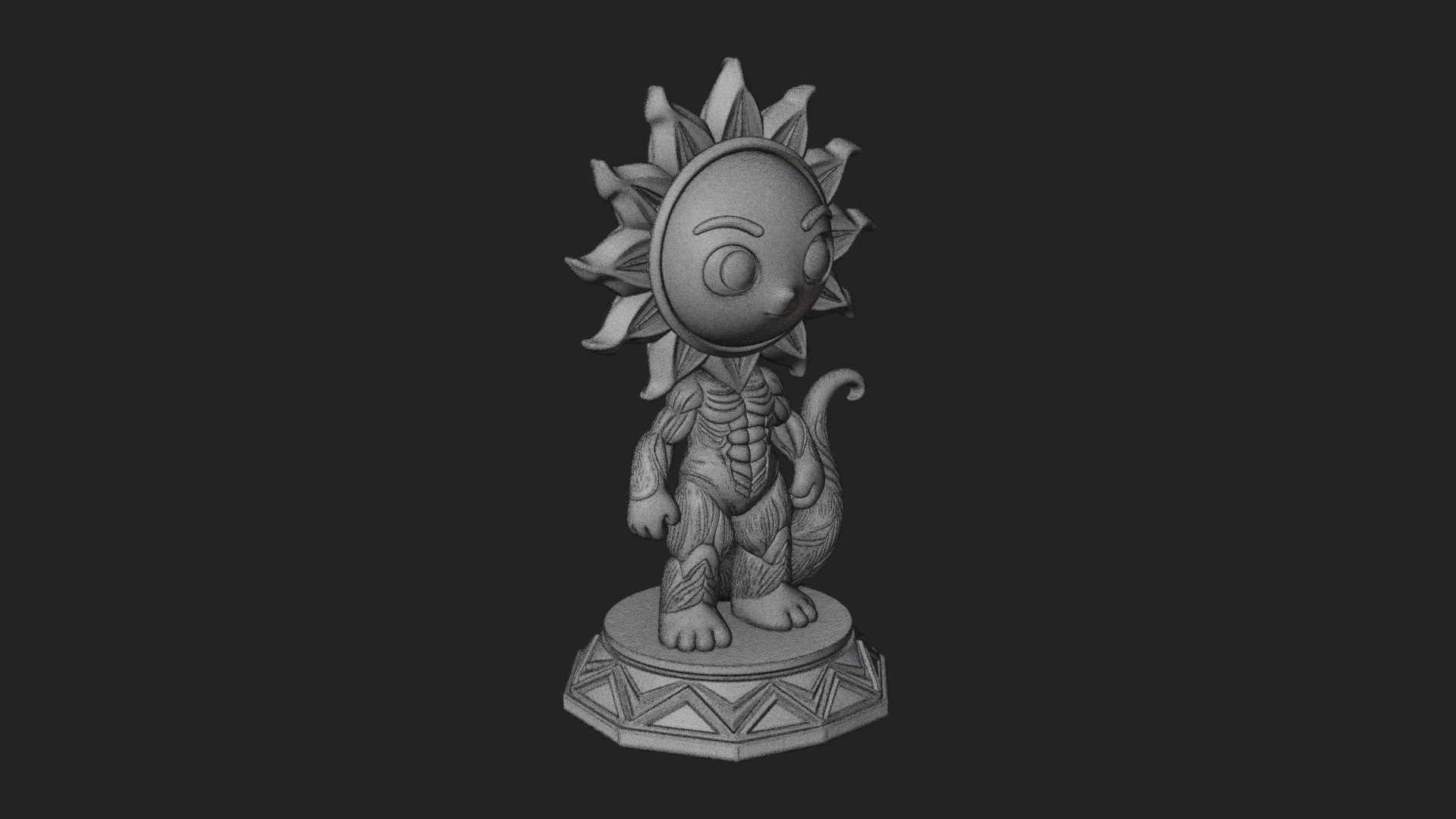 Chibi Sun Mask Figure Statue Design 2 3D Print Model 3D Model