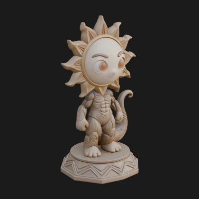 Chibi Sun Mask Figure Statue Design 2 3D Print Model