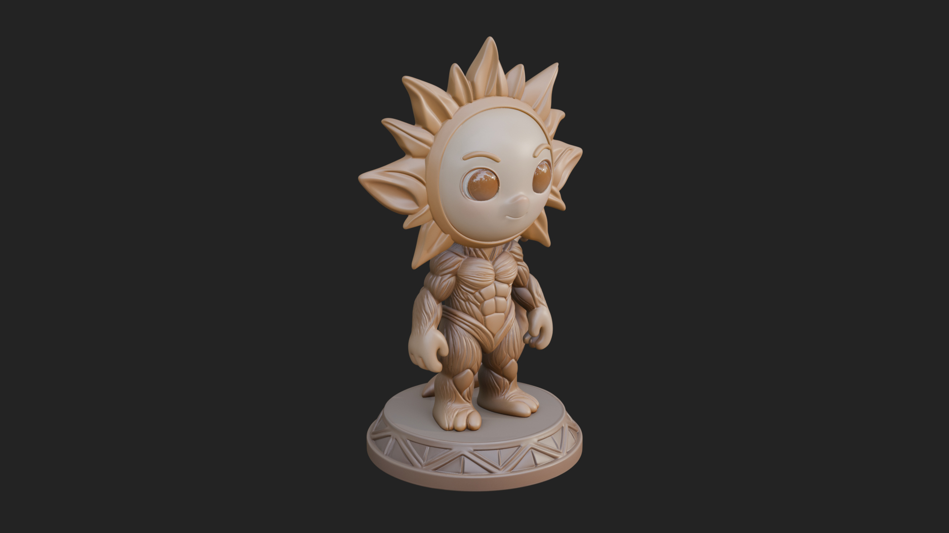 Chibi Sun Mask Figure Statue Design 3 3D Print Model 3D Model