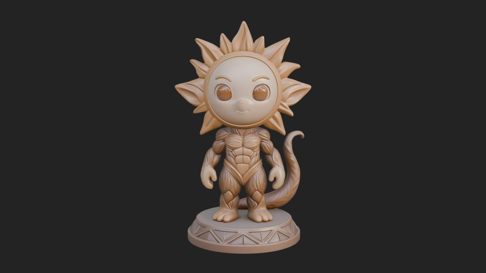 Chibi Sun Mask Figure Statue Design 3 3D Print Model 3D Model