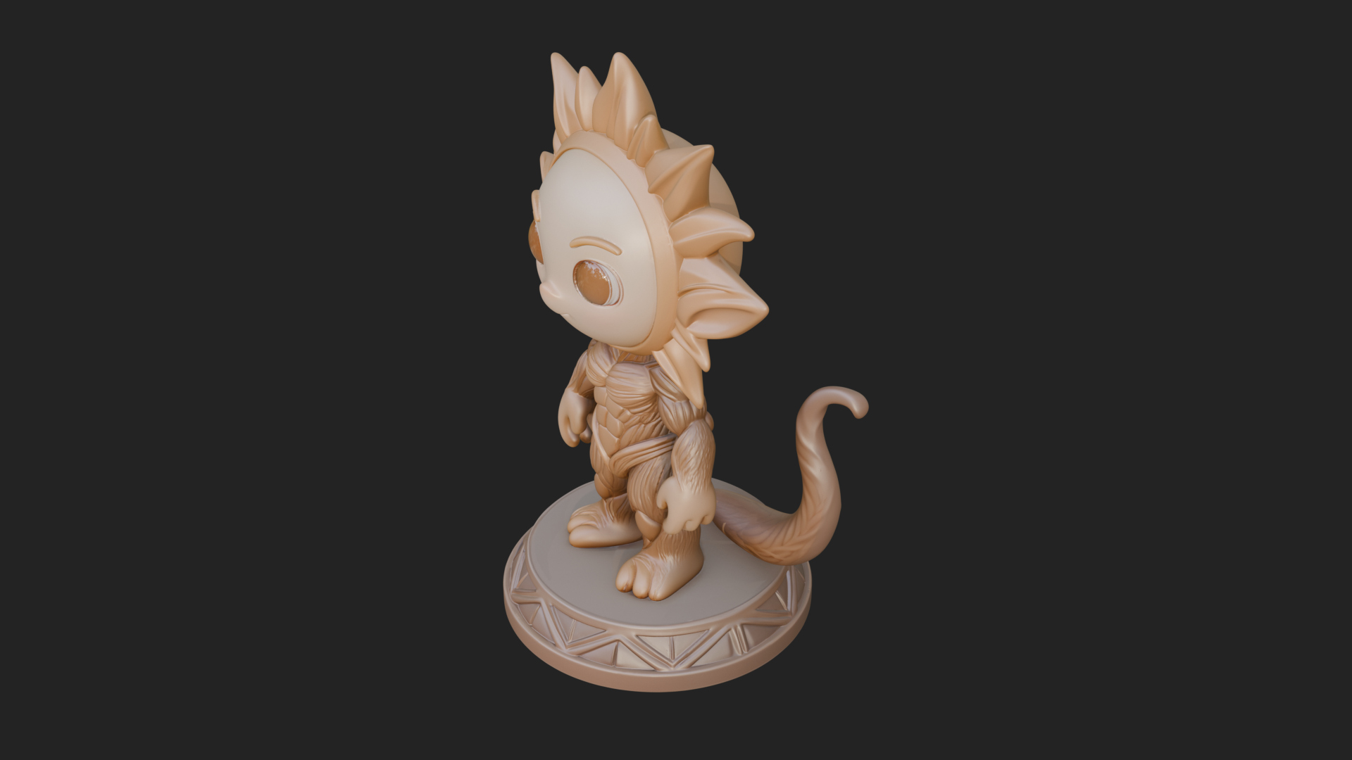 Chibi Sun Mask Figure Statue Design 3 3D Print Model 3D Model