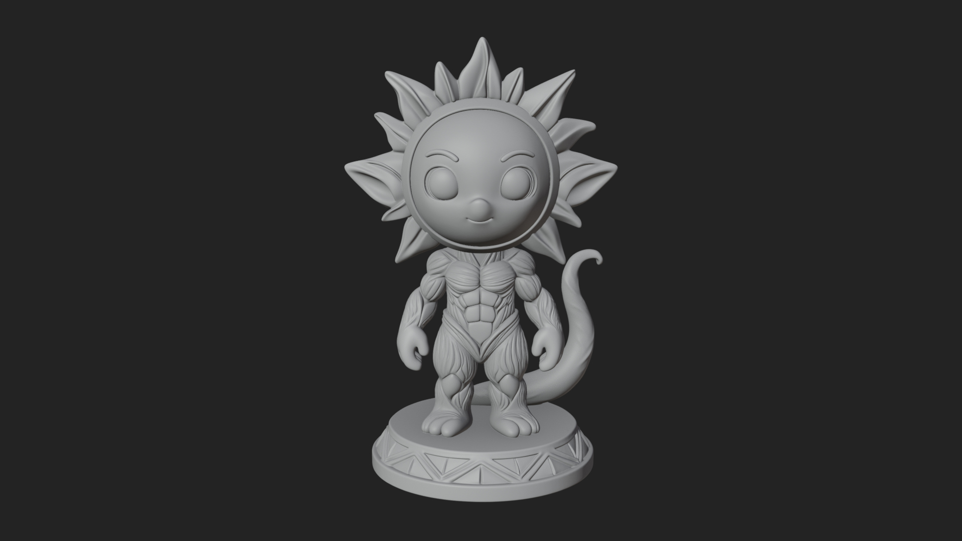 Chibi Sun Mask Figure Statue Design 3 3D Print Model 3D Model