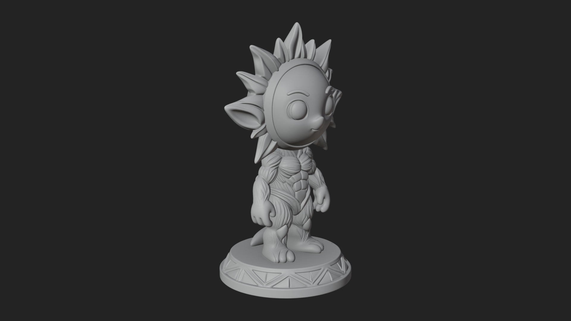 Chibi Sun Mask Figure Statue Design 3 3D Print Model 3D Model