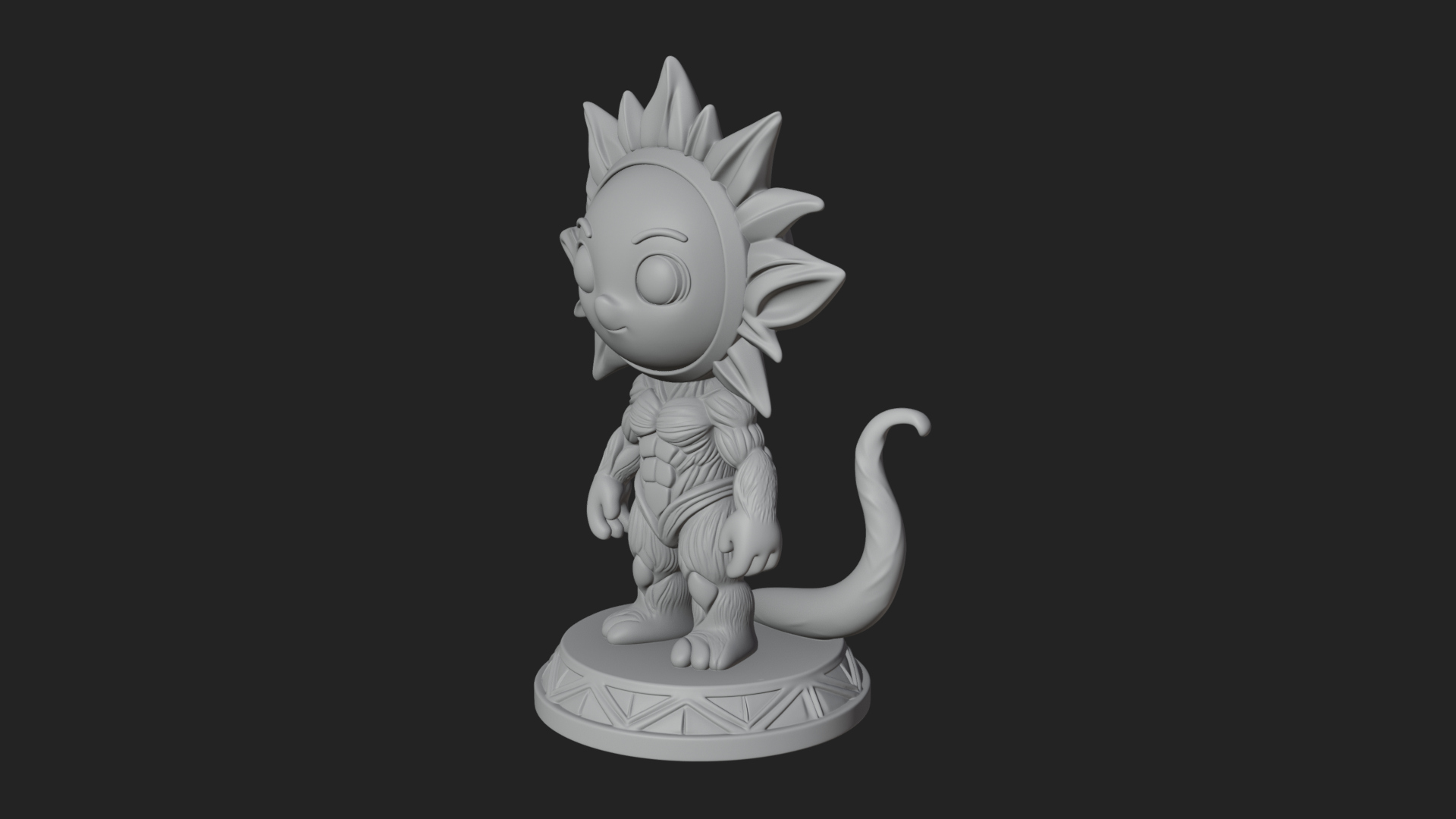 Chibi Sun Mask Figure Statue Design 3 3D Print Model 3D Model