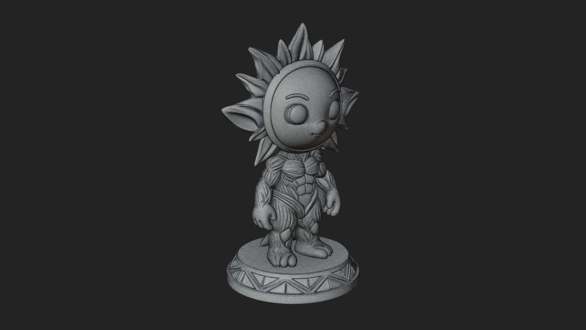 Chibi Sun Mask Figure Statue Design 3 3D Print Model 3D Model