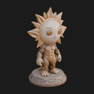 Chibi Sun Mask Figure Statue Design 3 3D Print Model