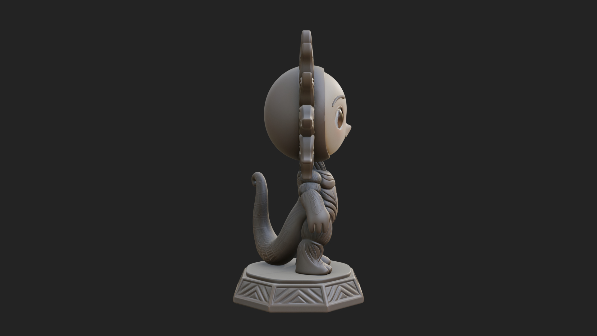 Chibi Sun Mask Figure Statue Design 4 3D Print Model 3D Model