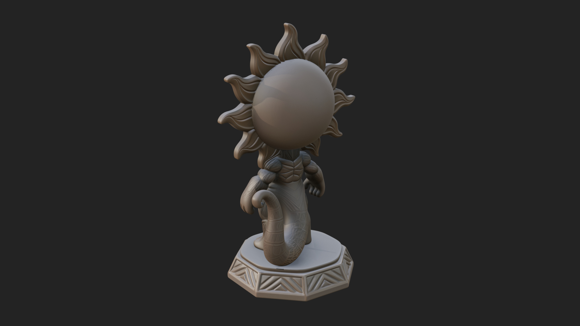 Chibi Sun Mask Figure Statue Design 4 3D Print Model 3D Model