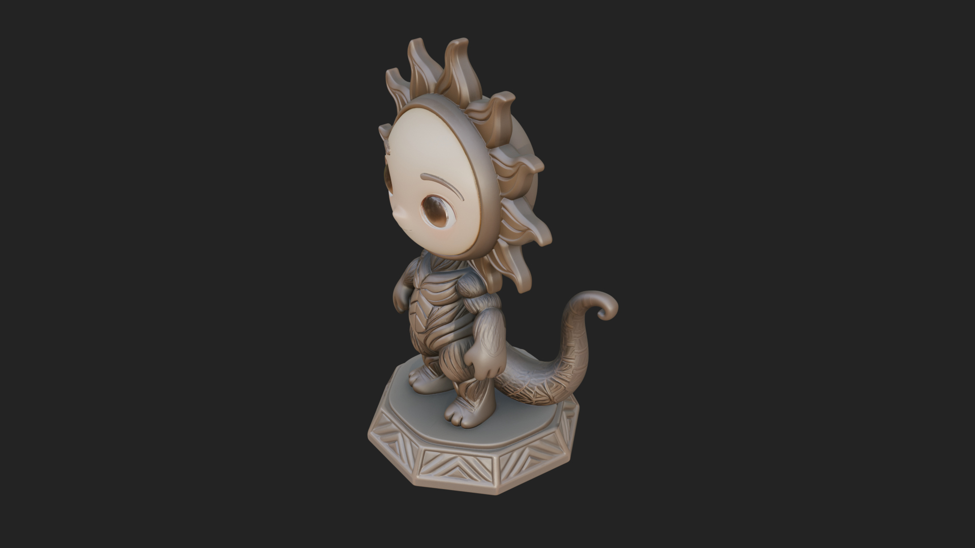 Chibi Sun Mask Figure Statue Design 4 3D Print Model 3D Model