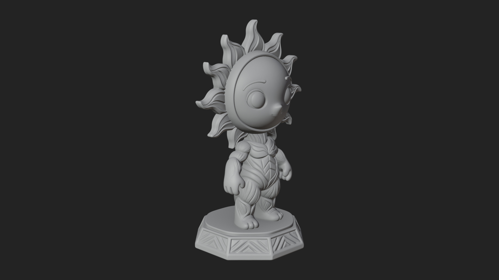 Chibi Sun Mask Figure Statue Design 4 3D Print Model 3D Model