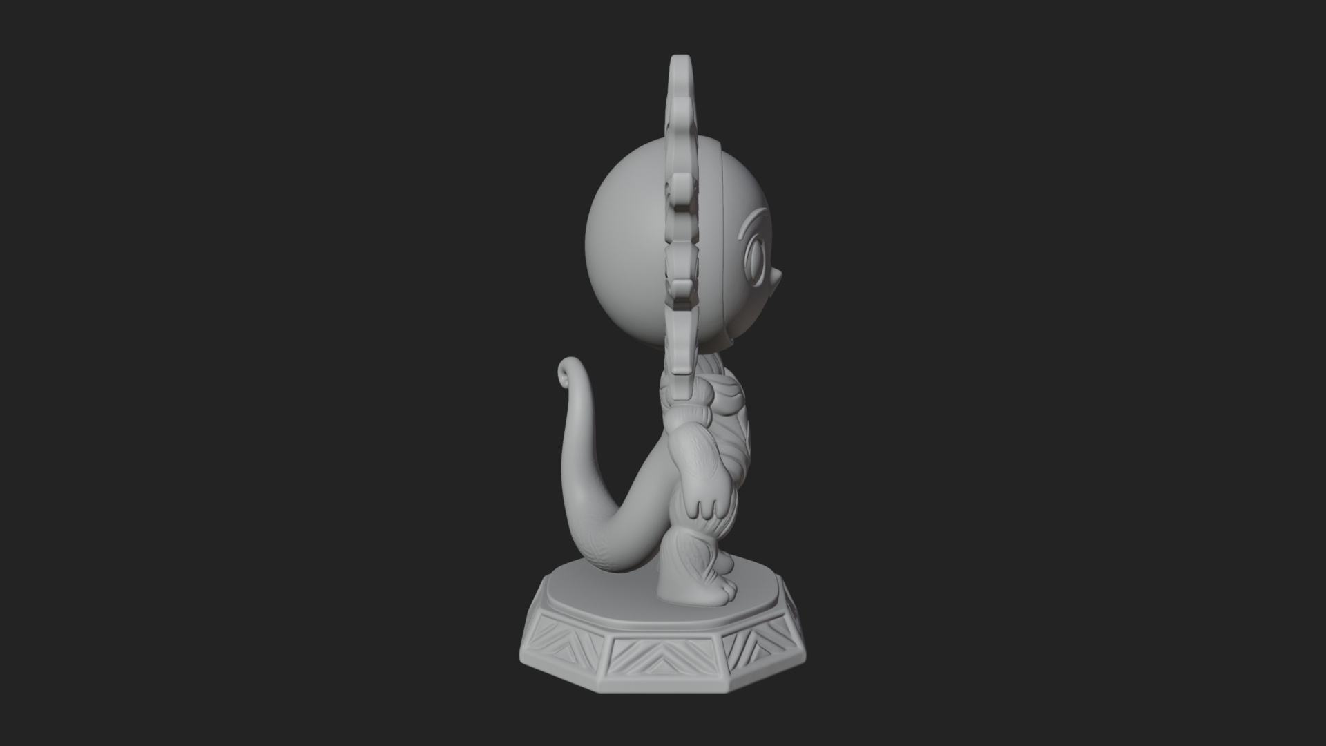 Chibi Sun Mask Figure Statue Design 4 3D Print Model 3D Model