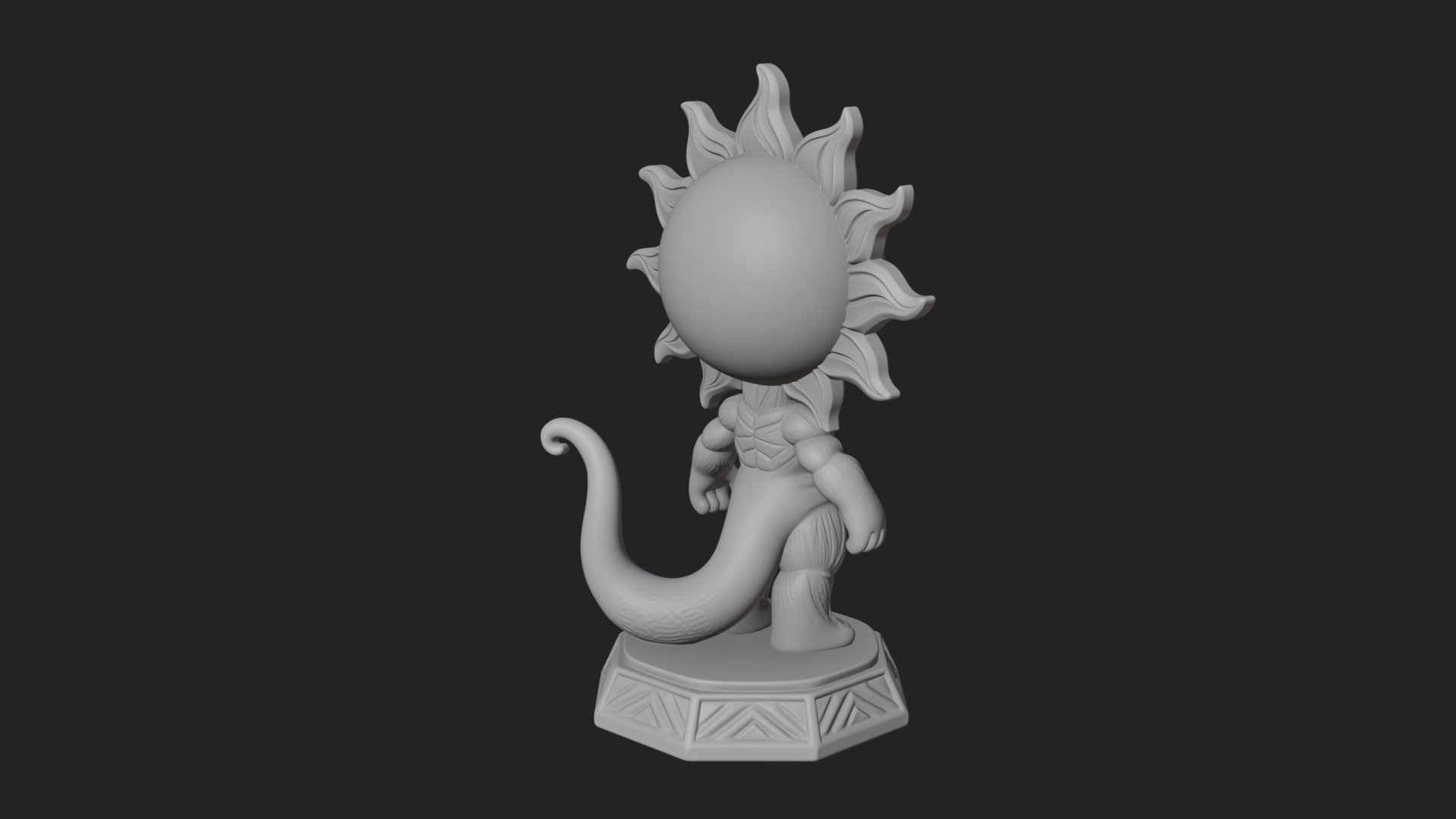 Chibi Sun Mask Figure Statue Design 4 3D Print Model 3D Model