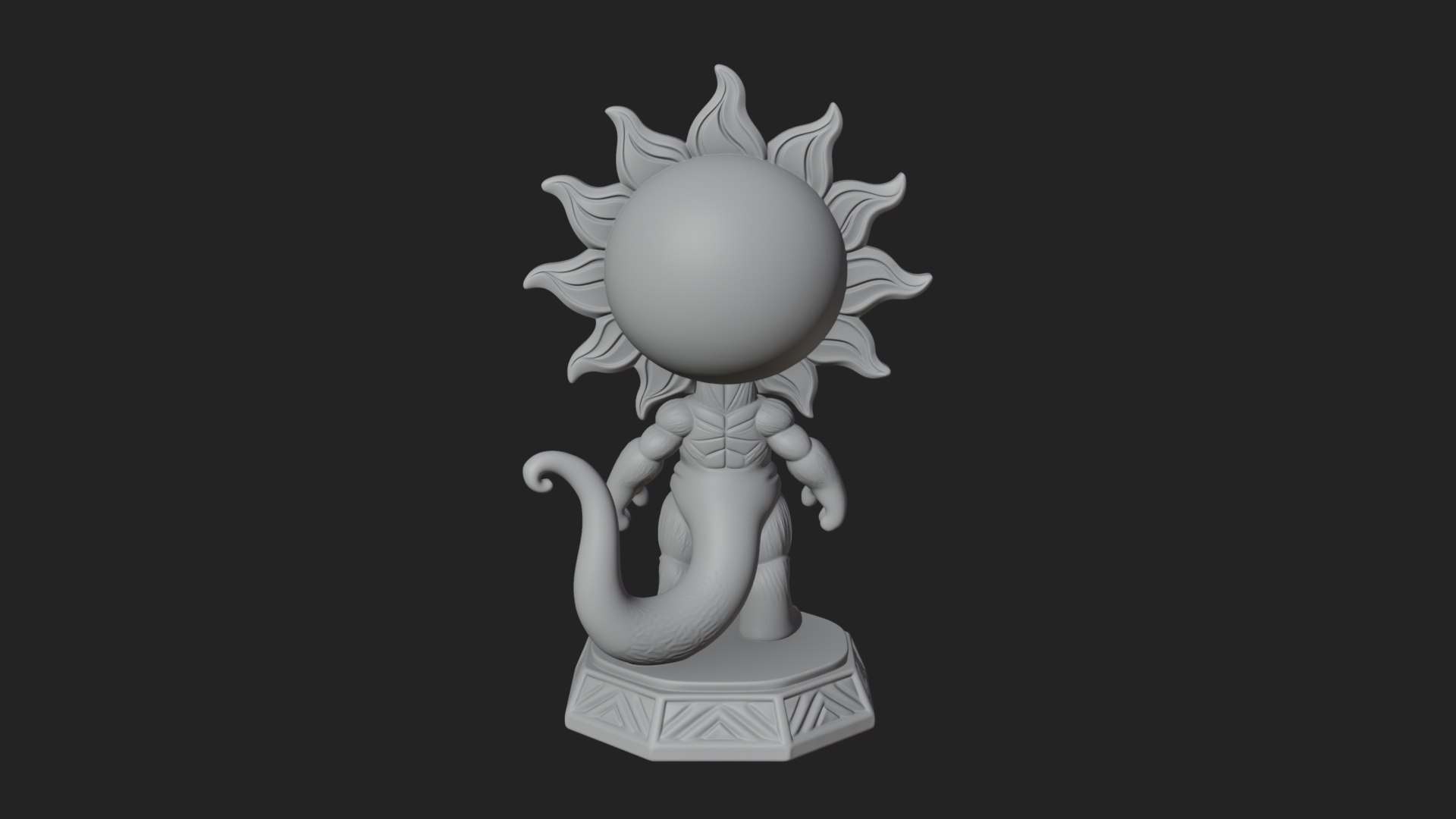 Chibi Sun Mask Figure Statue Design 4 3D Print Model 3D Model