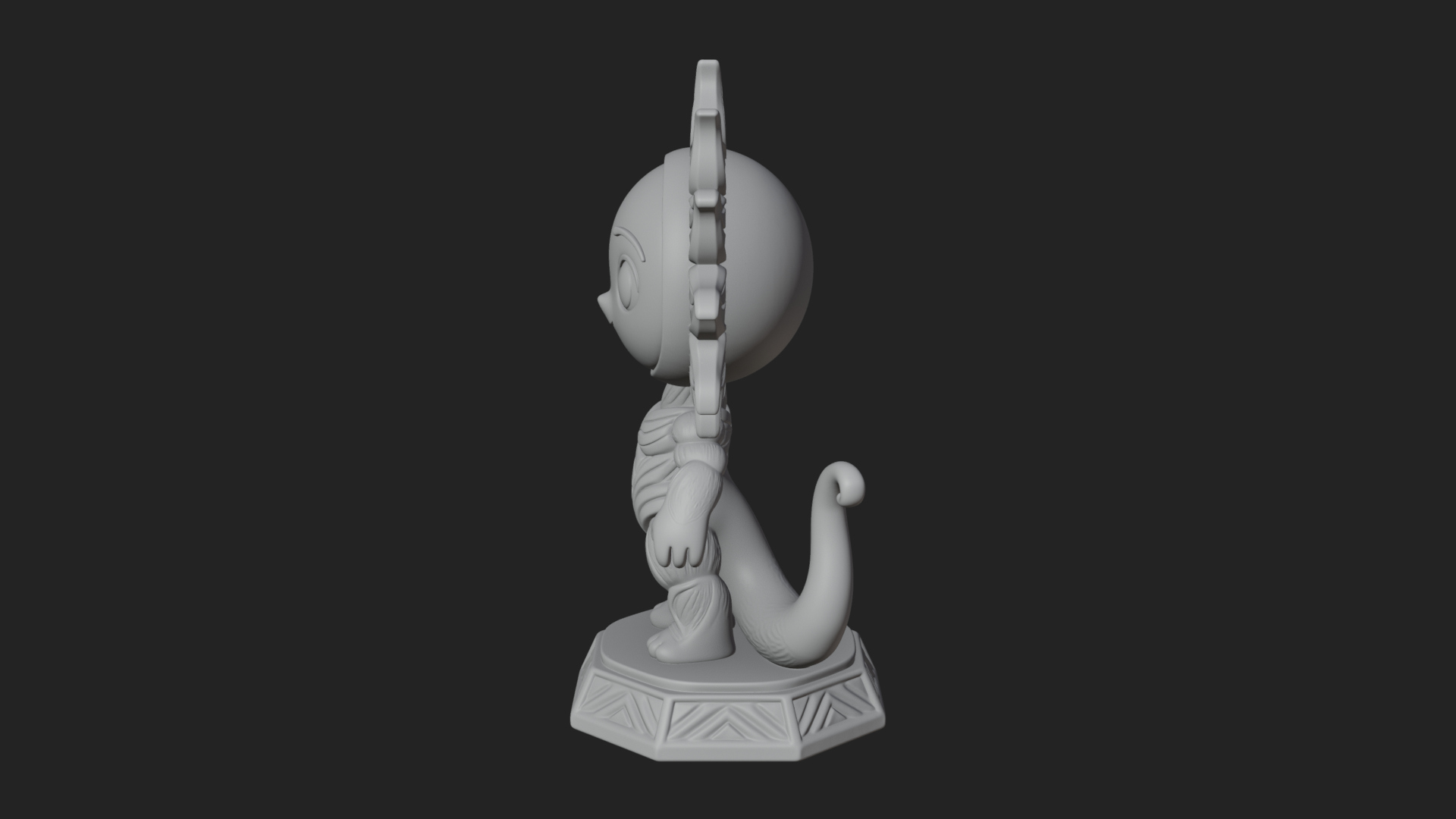 Chibi Sun Mask Figure Statue Design 4 3D Print Model 3D Model