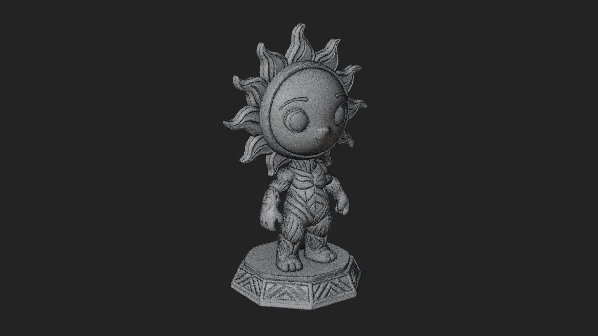 Chibi Sun Mask Figure Statue Design 4 3D Print Model 3D Model