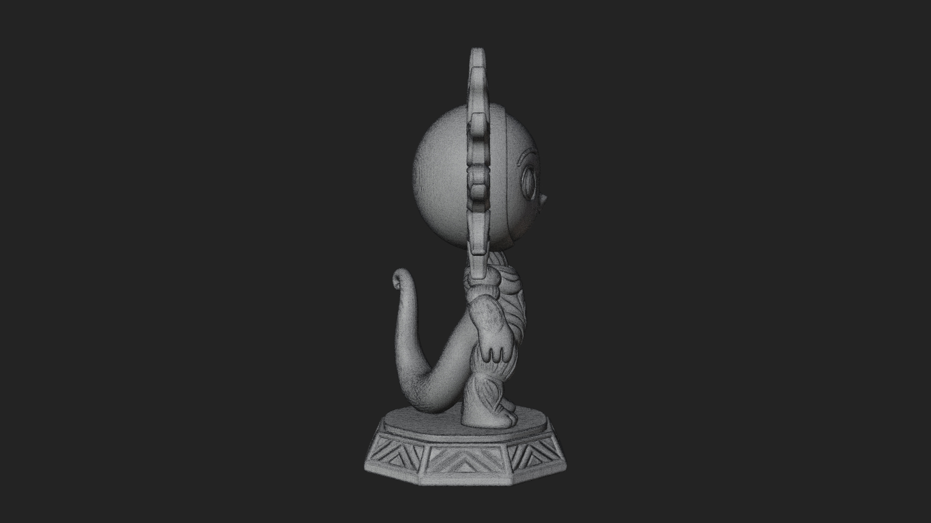 Chibi Sun Mask Figure Statue Design 4 3D Print Model 3D Model