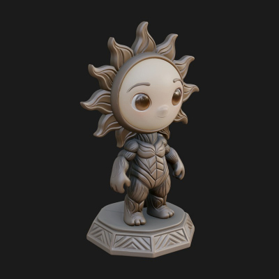 Chibi Sun Mask Figure Statue Design 4 3D Print Model