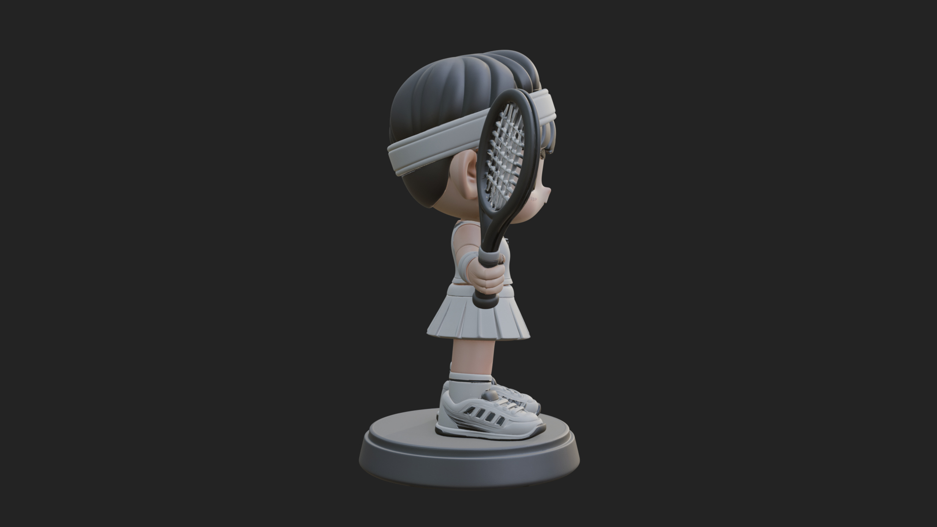 Chibi Tennis Girl Statue Design 1 3D Print Model 3D Model
