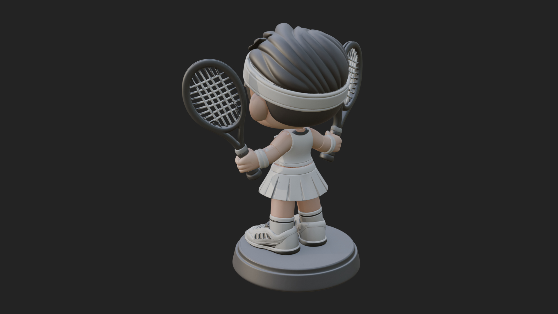 Chibi Tennis Girl Statue Design 1 3D Print Model 3D Model