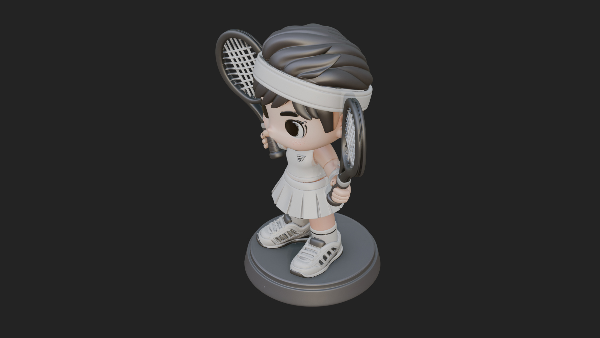 Chibi Tennis Girl Statue Design 1 3D Print Model 3D Model