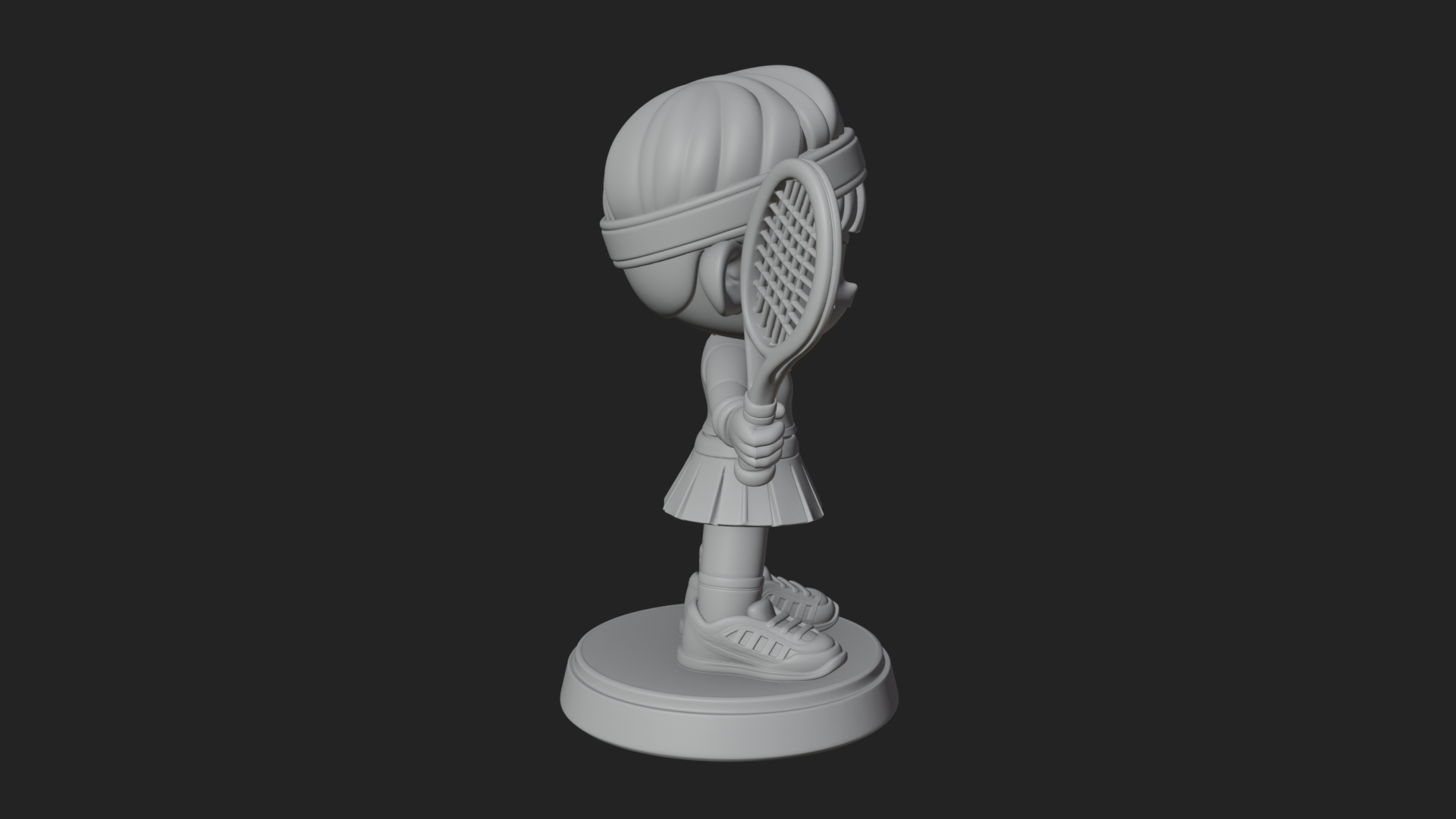 Chibi Tennis Girl Statue Design 1 3D Print Model 3D Model