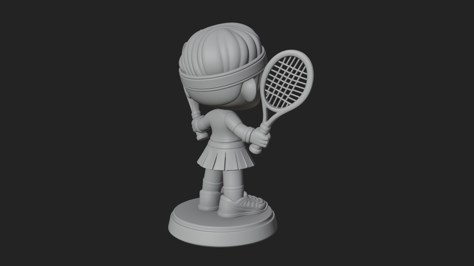 Chibi Tennis Girl Statue Design 1 3D Print Model 3D Model