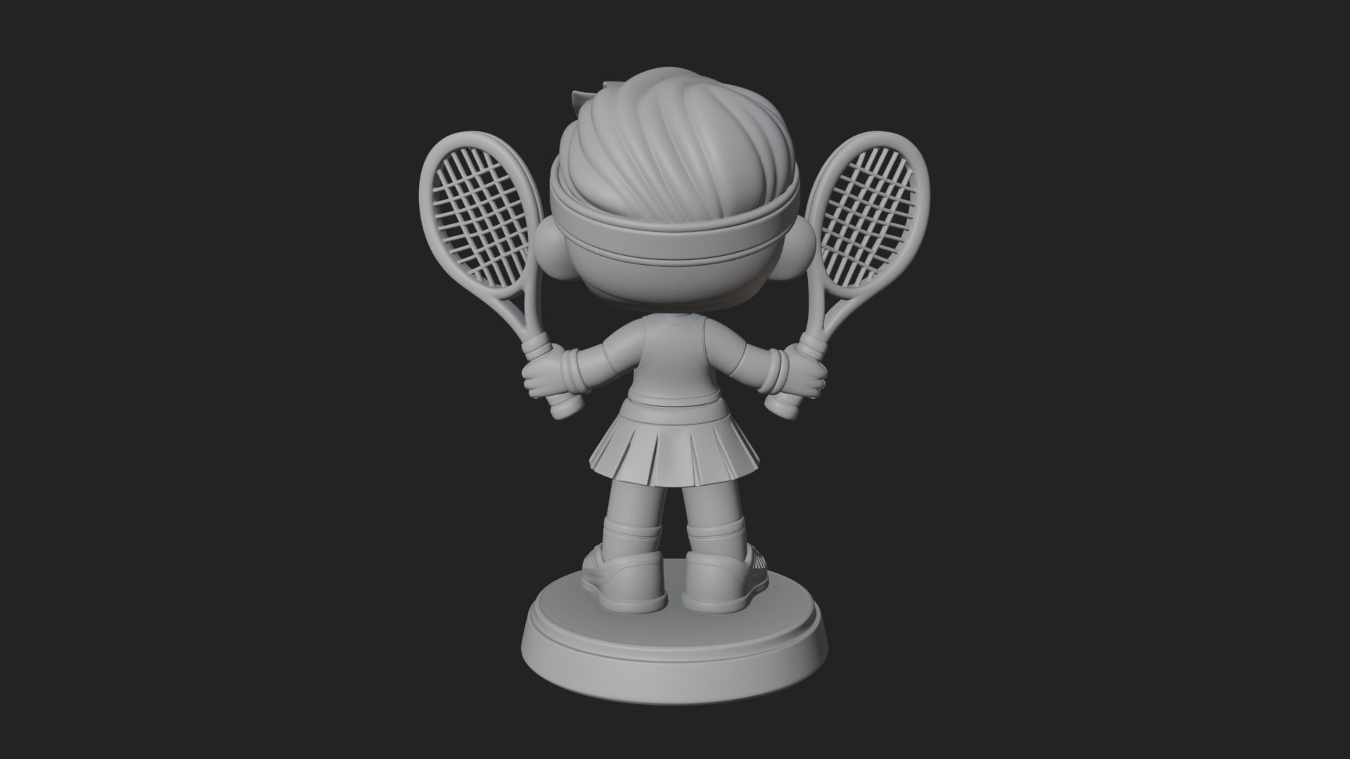 Chibi Tennis Girl Statue Design 1 3D Print Model 3D Model