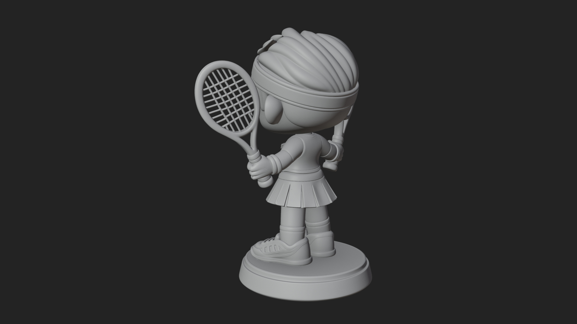 Chibi Tennis Girl Statue Design 1 3D Print Model 3D Model