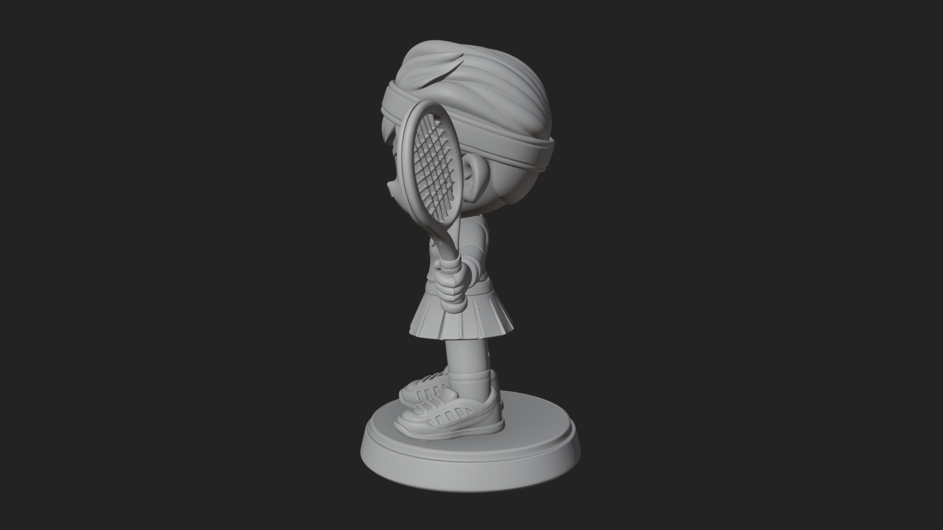 Chibi Tennis Girl Statue Design 1 3D Print Model 3D Model