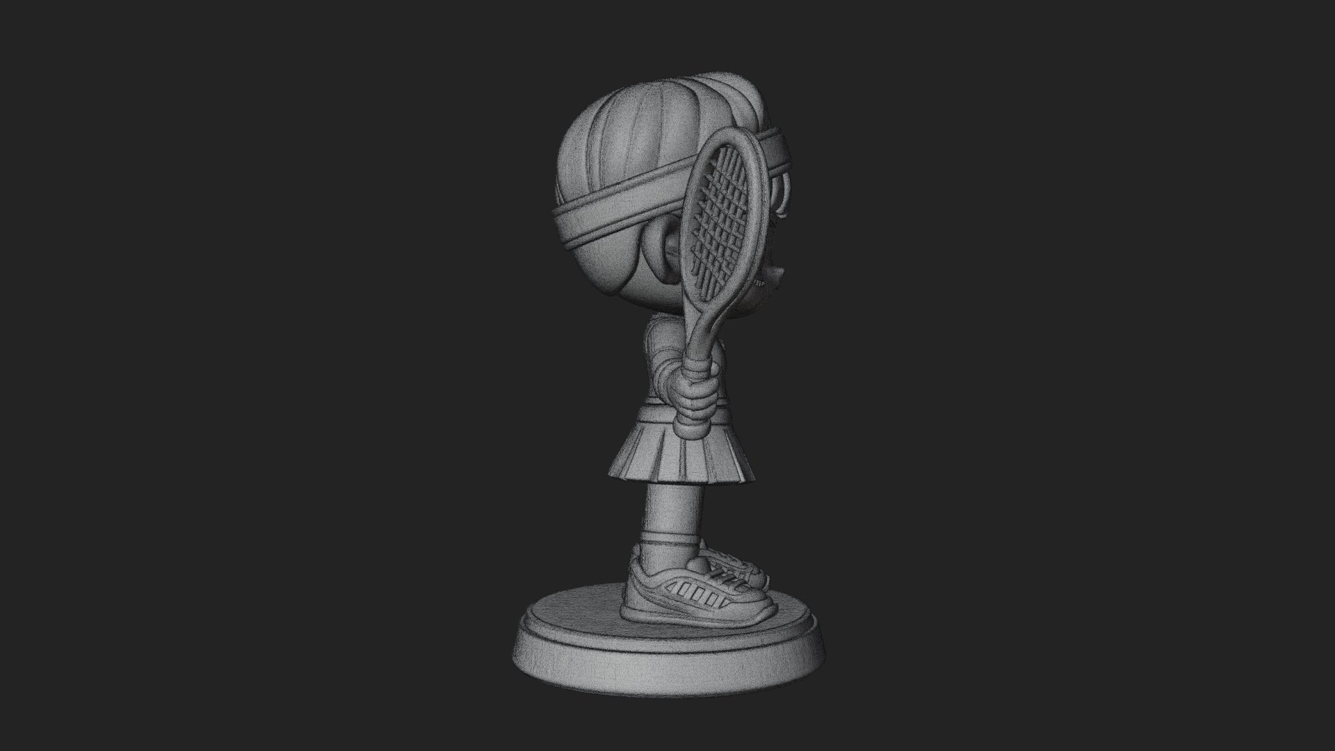 Chibi Tennis Girl Statue Design 1 3D Print Model 3D Model