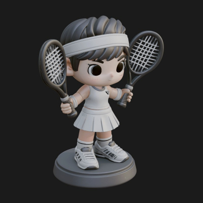 Chibi Tennis Girl Statue Design 1 3D Print Model