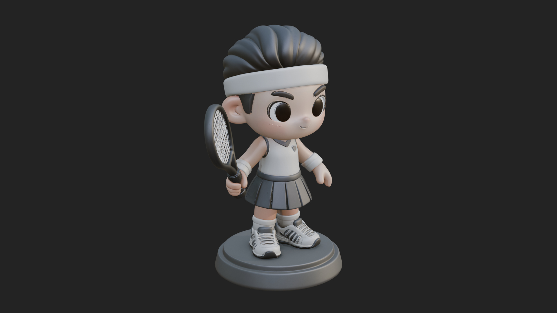 Chibi Tennis Girl Statue Design 2 3D Print Model 3D Model