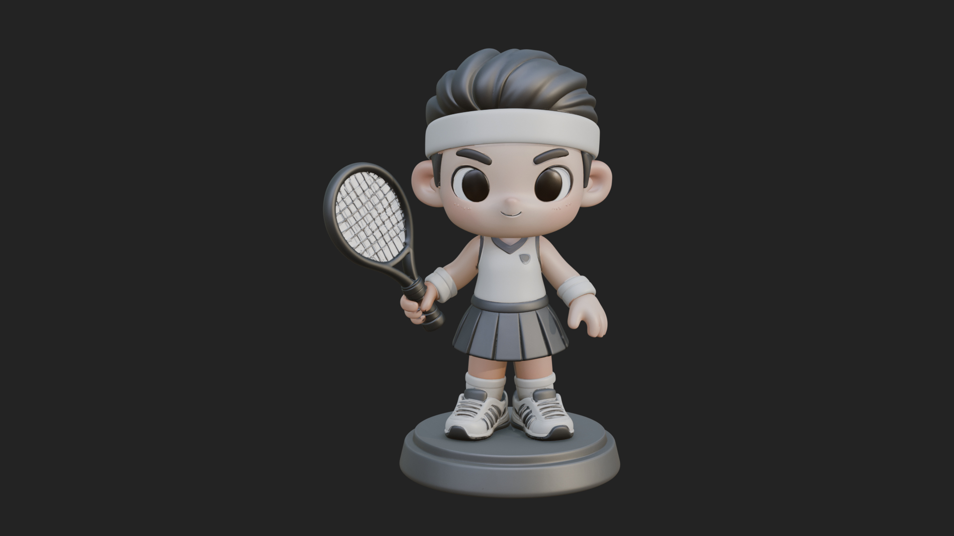Chibi Tennis Girl Statue Design 2 3D Print Model 3D Model