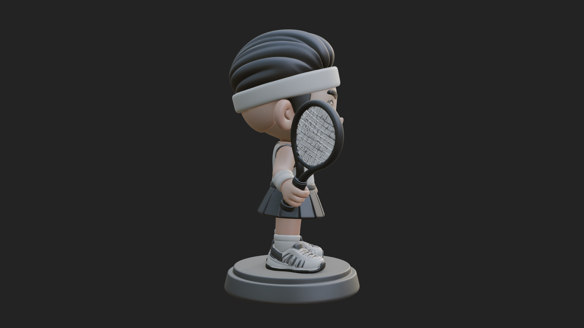 Chibi Tennis Girl Statue Design 2 3D Print Model 3D Model