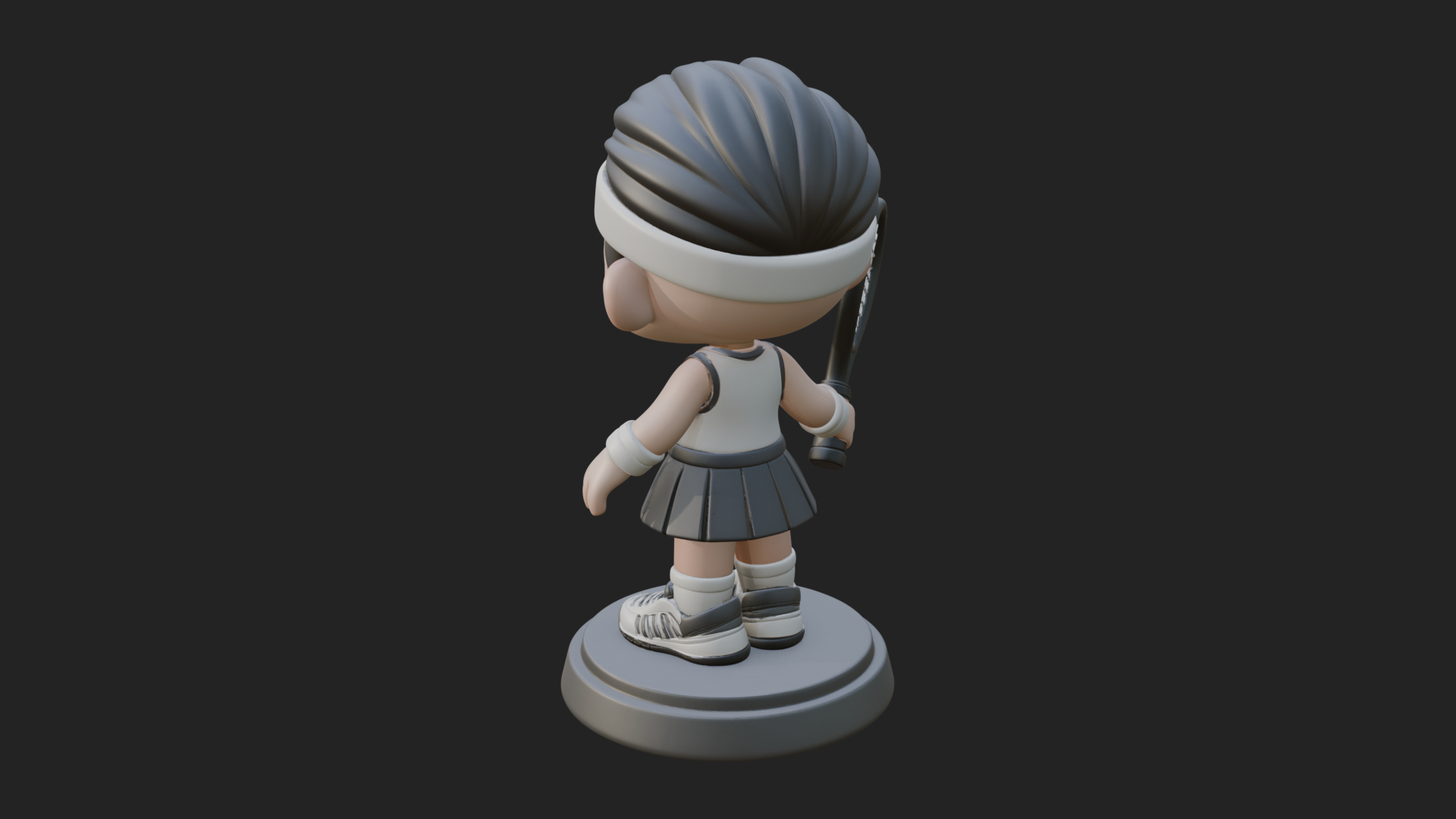 Chibi Tennis Girl Statue Design 2 3D Print Model 3D Model