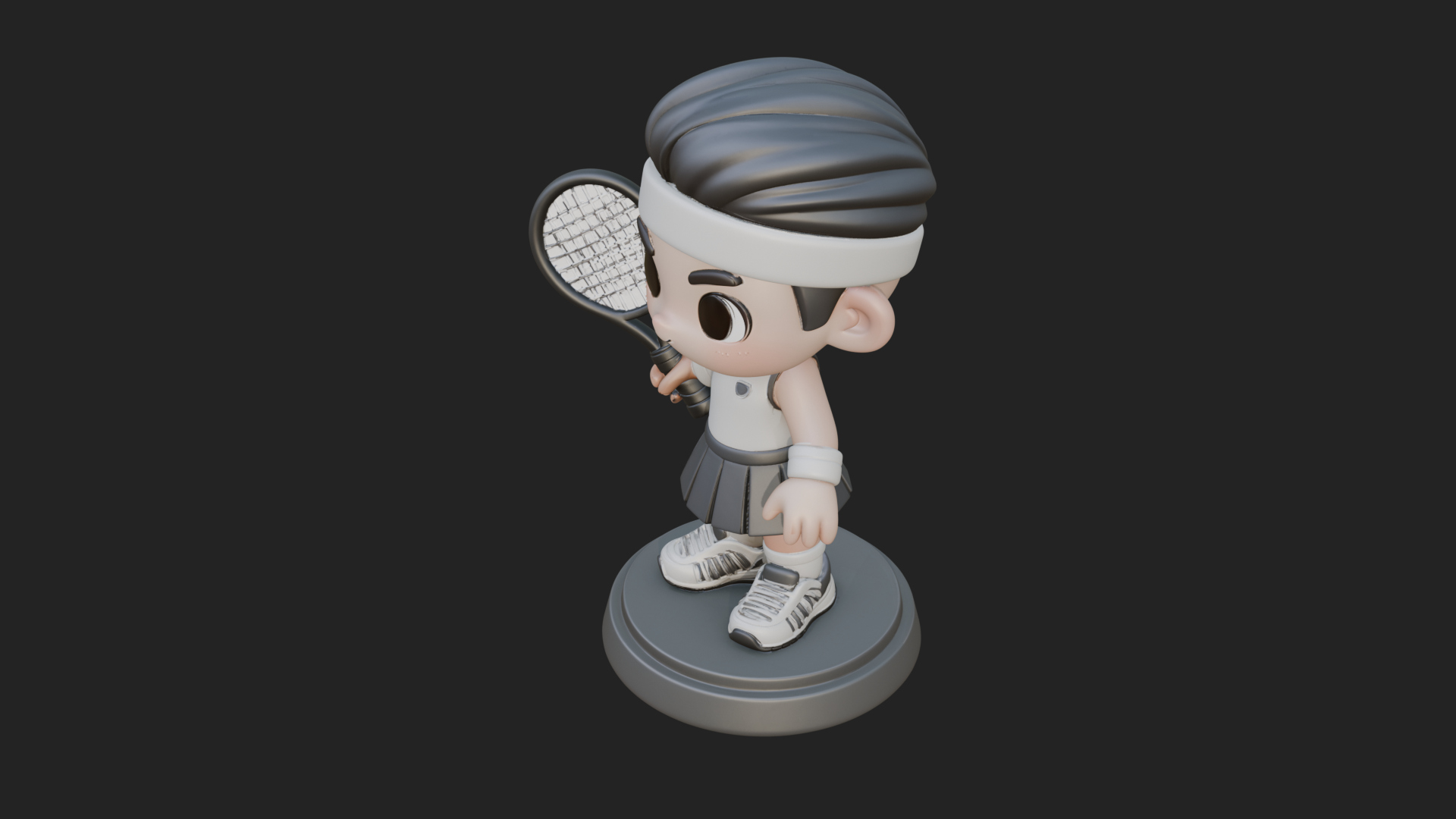 Chibi Tennis Girl Statue Design 2 3D Print Model 3D Model