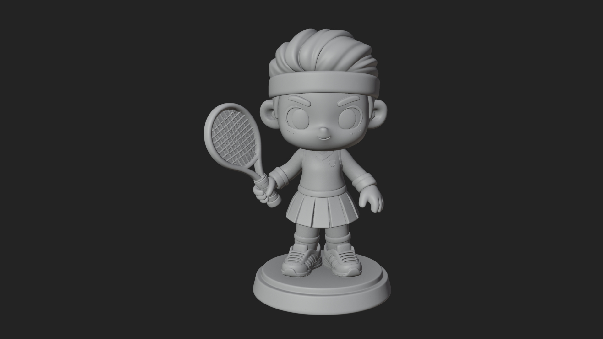 Chibi Tennis Girl Statue Design 2 3D Print Model 3D Model