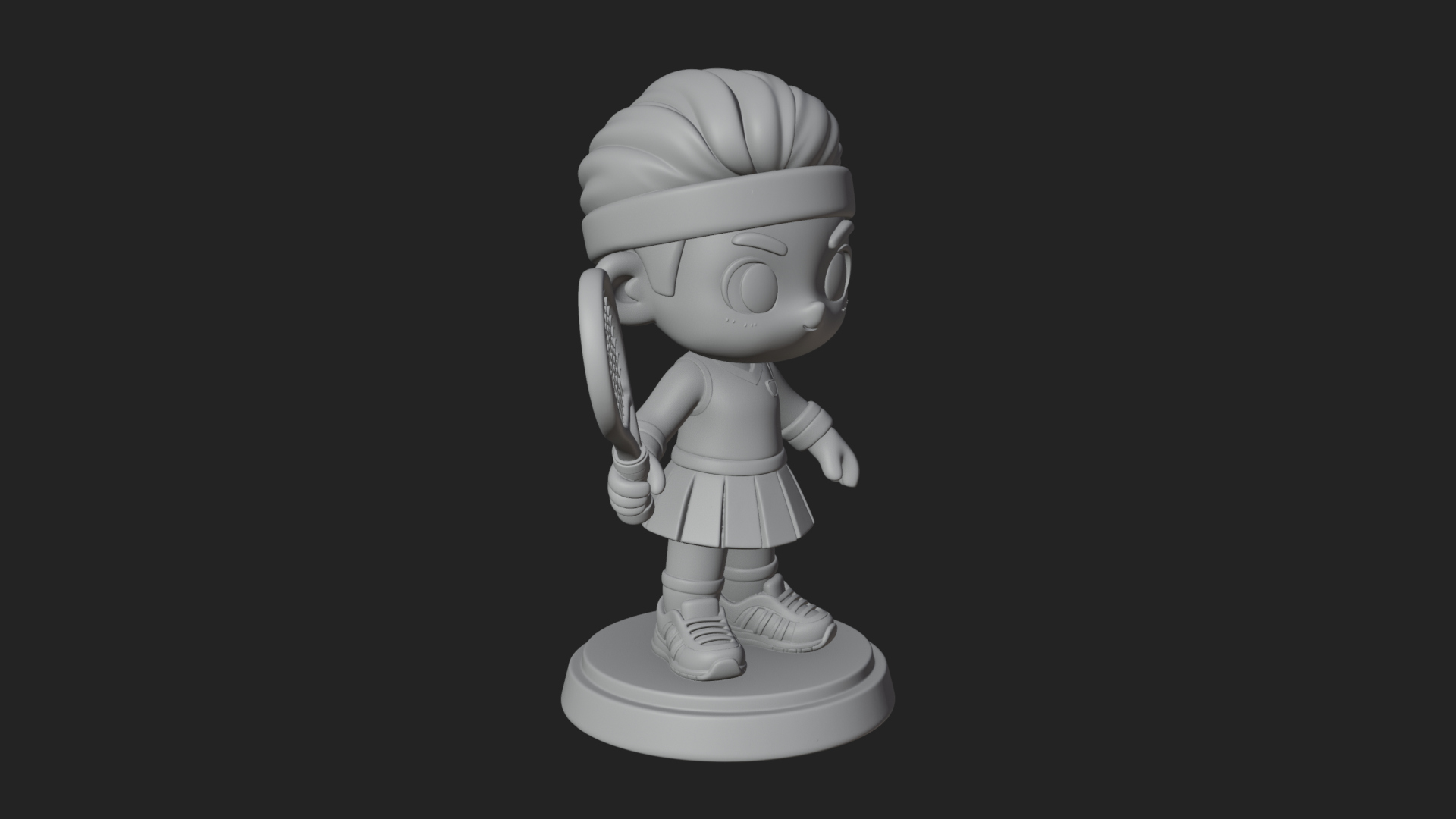 Chibi Tennis Girl Statue Design 2 3D Print Model 3D Model