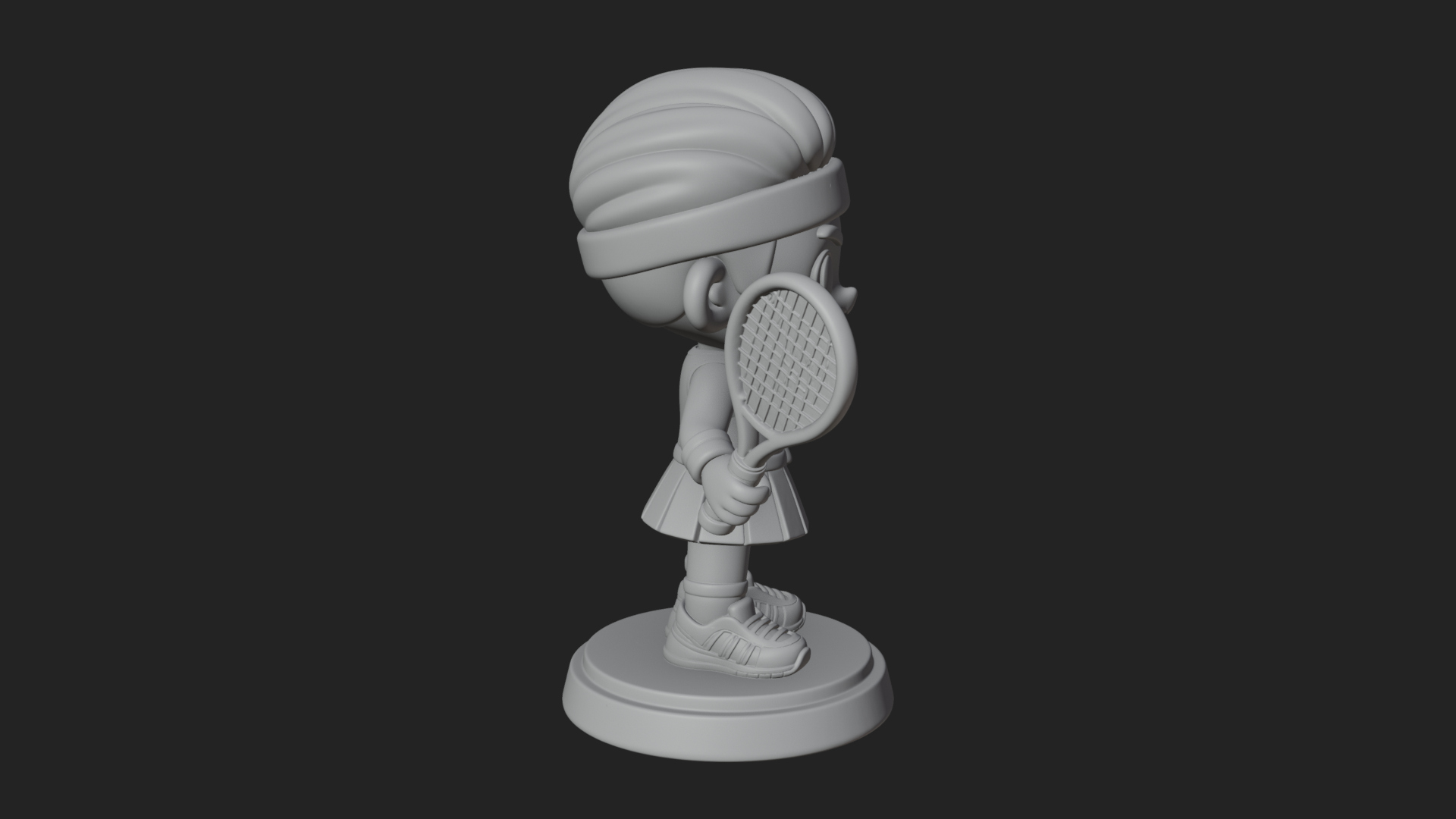 Chibi Tennis Girl Statue Design 2 3D Print Model 3D Model