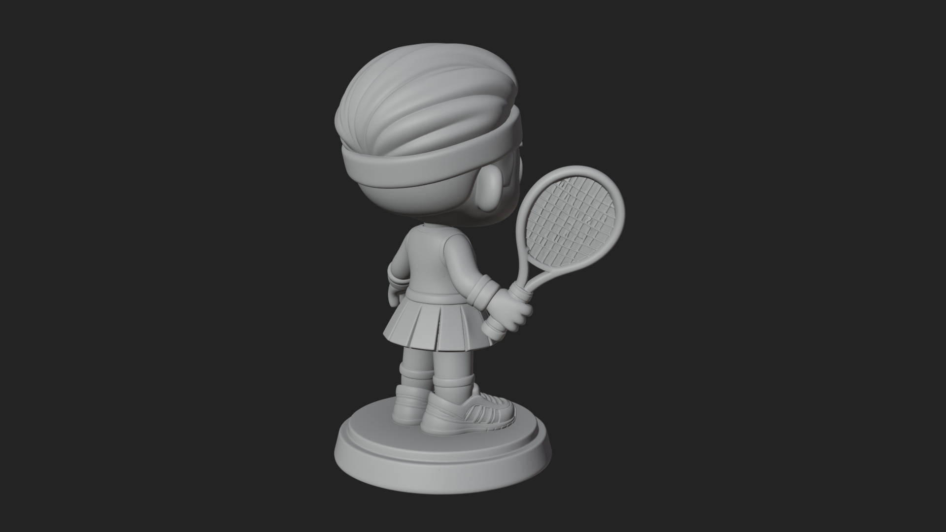 Chibi Tennis Girl Statue Design 2 3D Print Model 3D Model